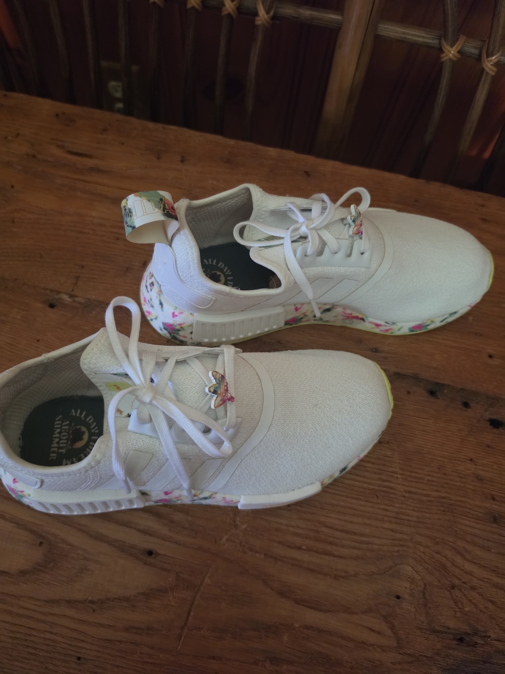 Adidas Womens White Floral NMD R1 Sport Shoes - Picture 16 of 16